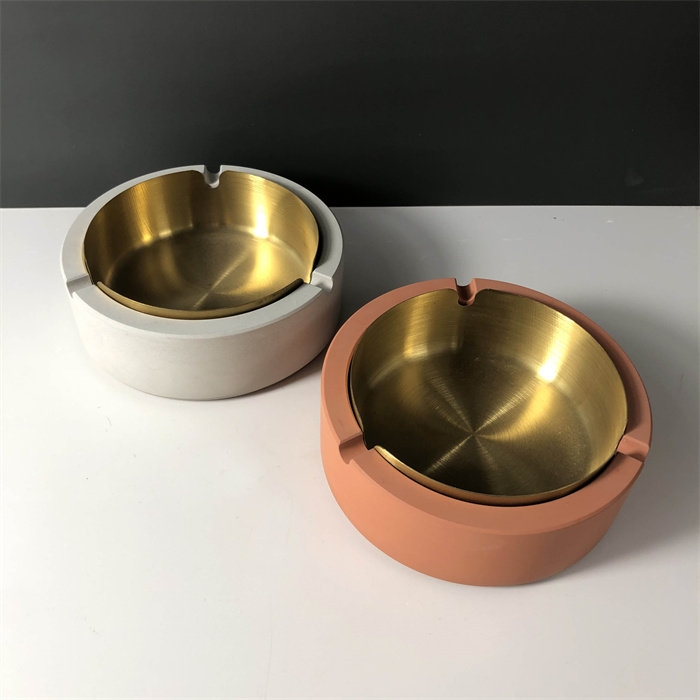 Cement stainless steel ashtray creative light luxury Nordic living room ashtray metal bar hotel corporate logo customization