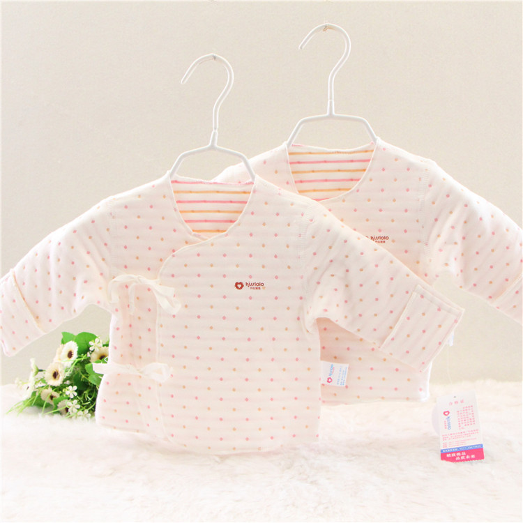 Newborn baby digging back newborn clothes Chunqiu pure cotton monk clothes in house warm half back blouse autumn and winter 2 pieces