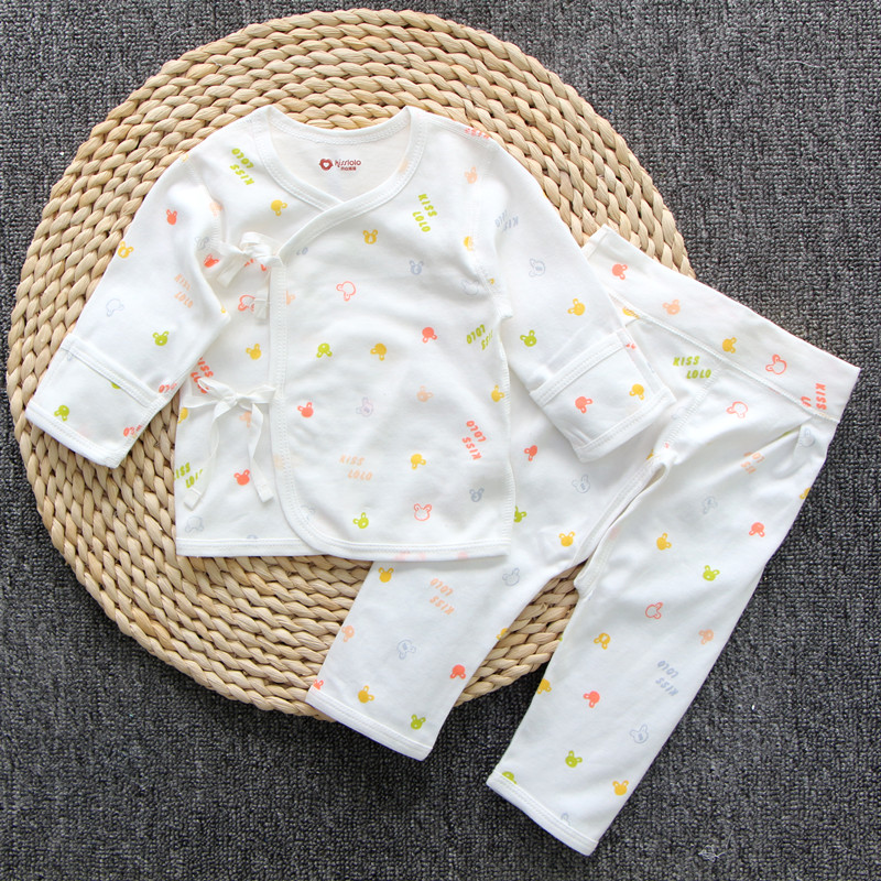 18 mùa xuân sơ sinh quần áo 0-3 tháng cotton bé nhà sư quần áo tie áo sơ mi bé đồ lót mùa thu quần phù hợp với