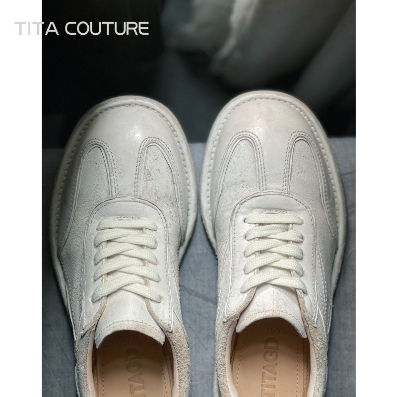 Titagd【Melting Snow】Retro Graffiti Horse Leather Derby Shoes 2026 Thick-Soled Casual Shoes Women's Lace-Up Single Shoes White Titagd【Melting Snow】Retro Graffiti Horse Leather Derby Shoes 2026 Thick-Soled Casual Shoes Women's Lace-Up Single Shoes White