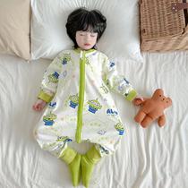 Sleeping Bag Children Spring Autumn style Zip All Season Universal Pure Cotton Long Sleeve legs Anti-kick and anti-cool baby one-piece pyjamas
