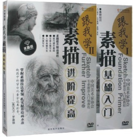 正版画画 跟我学素描1+2 素描基础+进阶提高 高清视频教学 2DVD