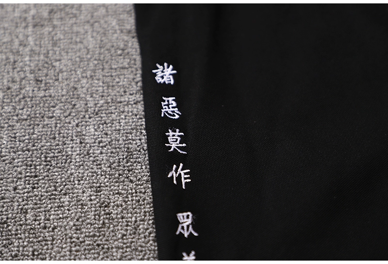 Áo sơ mi nam polo Nhật Bản tay ngắn kích thước lớn thêu văn bản áo sơ mi retro phong cách Trung Quốc áo sơ mi nam triều áo thun polo