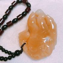 Natural Changhua chicken blood stone Buddhas hand bat hand toy piece Tianhuang jelly soft bottom jade hand piece gift collection