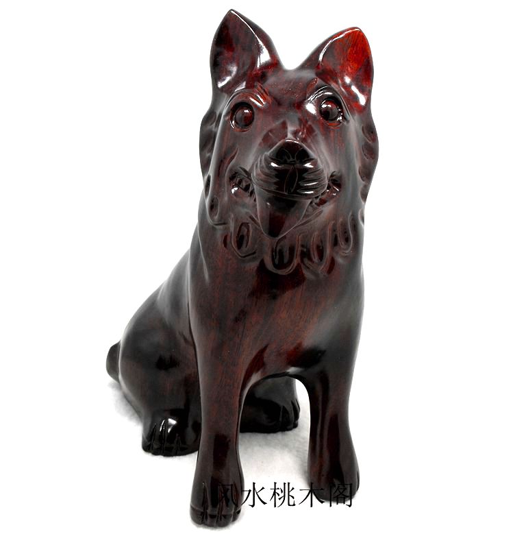 Peach wood dog wood carving dog ornament zodiac home accessories living room office shop opening gift