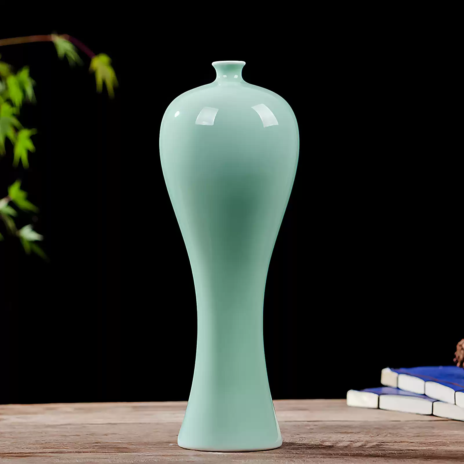 景德镇陶瓷颜色釉粉红色花瓶玉壶春插花器新中式居家客厅装饰摆件