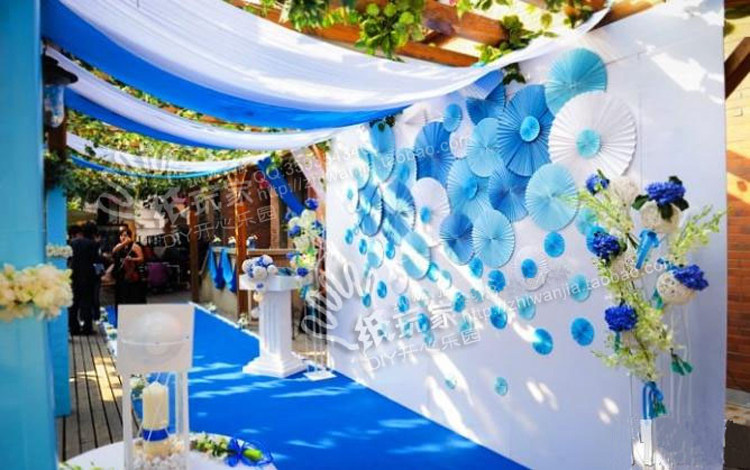 Wedding Background Wedding Venue Photo Studio Photography Large Folding Paper Folding Fan Flower Combination 60 0004#