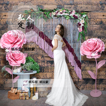 Wedding Shop Window Decoration Shady background Flower Ball Large emulation paper Flower Rossel embroidered ball 0001 #