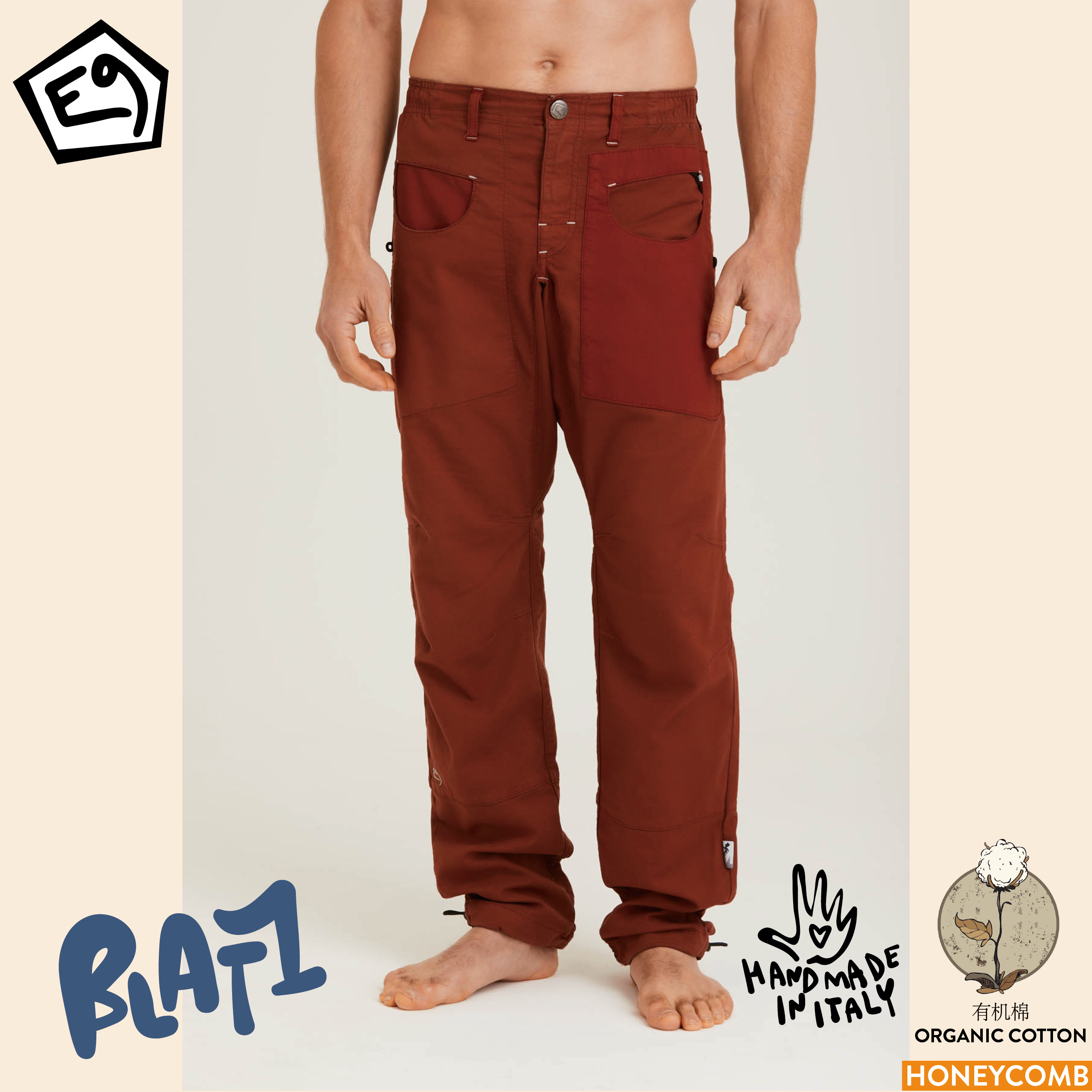 E9 climbing N-Blat1 men's trousers Bee grid reinforced technology fabric Cotton polyester breathable quick-drying 2020 models