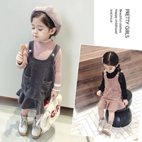Bé gái mặc mùa thu đông mới nhung kẻ sọc phiên bản Hàn Quốc cộng với nhung trẻ em nước ngoài váy quây váy bé công chúa 1-5 tuổi 6 quần áo trẻ em