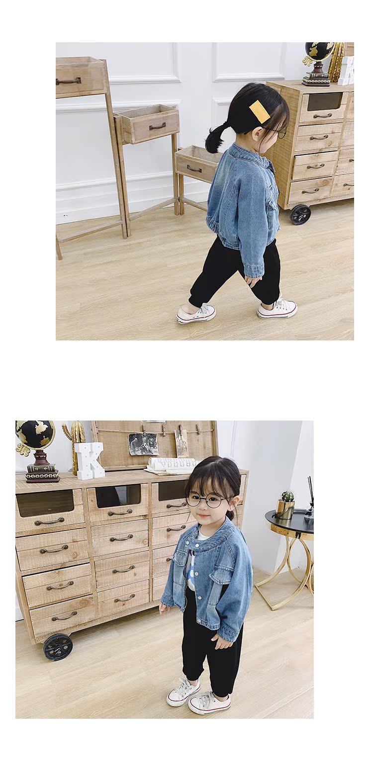 Mùa thu 2019 bé gái mới thoải mái đứng cổ áo cardigan áo khoác denim trẻ em áo khoác cá tính đại dương 1-3 tuổi 5 - Áo khoác áo khoác cho bé trai