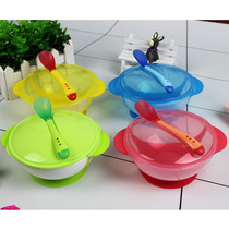 Baby baby suction bowl warm spoon Fork set childrens tableware non-slip with lid water for eating dual-purpose supplementary food
