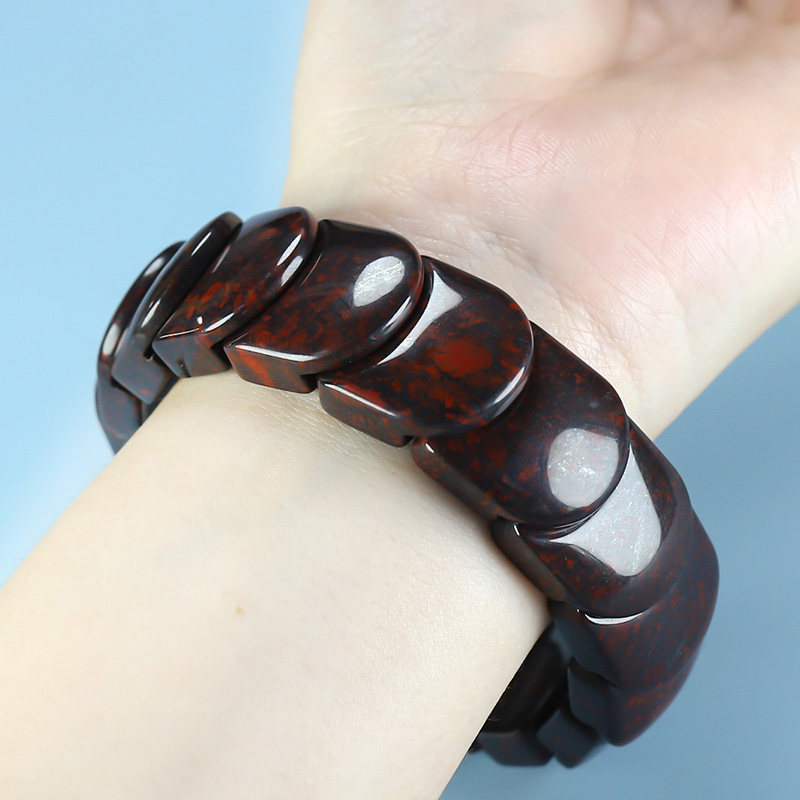 新疆和田産翡翠鶏血翡翠龍鱗ブレスレット、天然翡翠赤衣鶏血石ブレスレット、縁起と幸運のお守り。