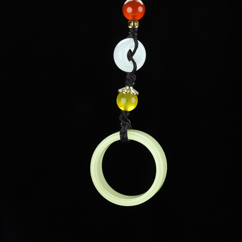 Xinjiang Hetian Jade Yellow Jade Ring Phone Chain Pendant Natural Jade Ring Bag Pendant Keychain Jade Pendant