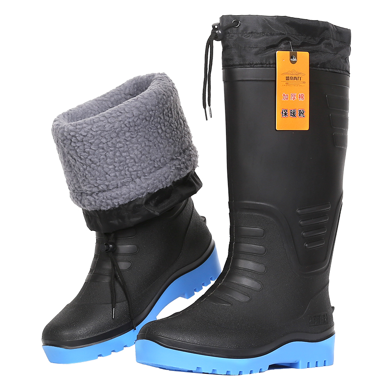 Winter New Rain Shoes Men Plus Suede Warm High Cylinders Waterproof Shoes Non-slip Rain Boots Working Rubber Shoes Plus Cotton Waterproof Boots-Taobao