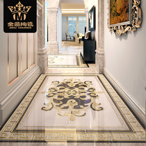 Golden Mousse Custom Black & White Plated K Gold Genguan Guest Restaurant Ground Tile Puzzle Eurostyle Ground Throwing Crystal Parquet Floor Tiles