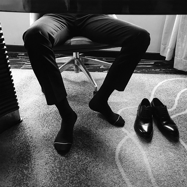 【4 Pairs】Gold Toe Gold Thread Formal Business Socks Mid-Length Cotton Socks Sexy Gentleman Men's Black Socks Control E