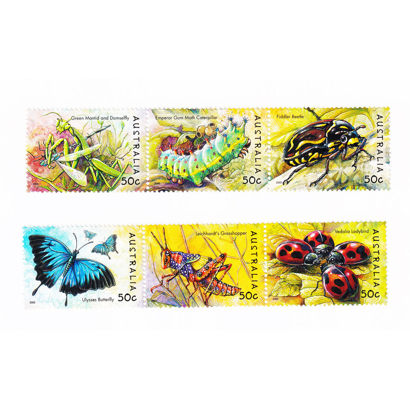 Australia 2003 Insects and Butterflies 6 Brand New Foreign Stamps