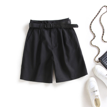 European Station 2021 khaki five-point pants women Summer high waist suit pants women loose 5-point shorts women thin