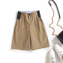 European Station 2021 Summer Thin Loose Straight Shorts Five-cut Pants Women High Waist Elastic Waist Slimming Size Middle Pants