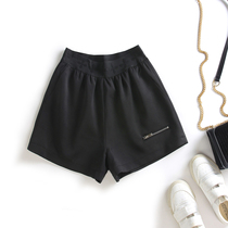 Europe station 2022 black wide-legged shorts women High waist women Chains Slenient design Sensation Female niche casual shorts