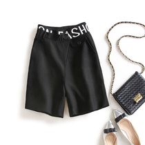 European station letter high waist five-point shorts women tide ins loose suit pants womens five-point pants women Summer thin