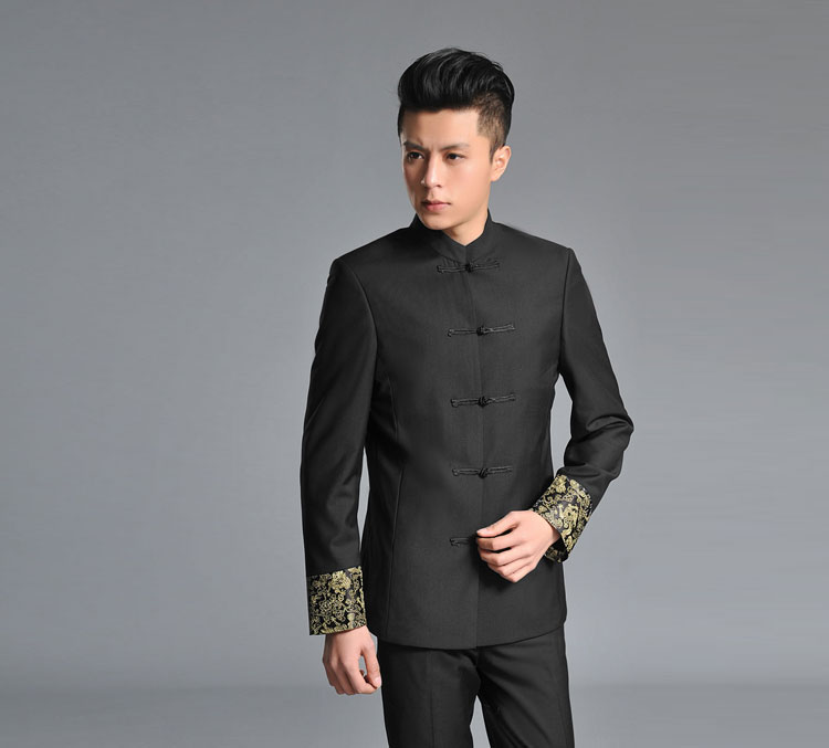 2018 mới Tang quốc quốc phù hợp với cổ áo thanh niên mặc kinh doanh trang phục cưới giản dị trang phục mặc giản dị đồ bộ mặc nhà