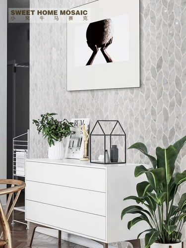 Мраморная мозаика Фоновая стена Простая белая шестиугольная кухонная балкон -балкона против стекла плитки туалетной стены туалетная плитка