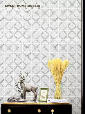 Stone mosaic background wall parquet marble puzzle cultural fossil window flower dining room powder room floor non-slip brick