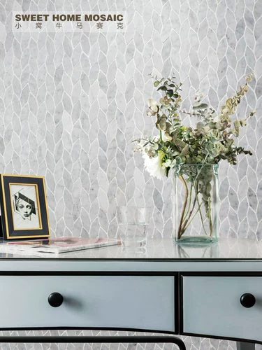 Мраморная мозаика Фоновая стена Простая белая шестиугольная кухонная балкон -балкона против стекла плитки туалетной стены туалетная плитка