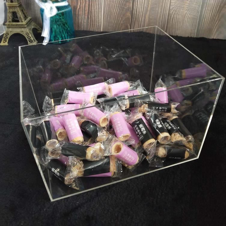 Custom Acrylic Transparent Confectionery Box Ultra City Shelf Bulk Dry Fruit Exhibition Box No Cover Food Display Case Snack Box