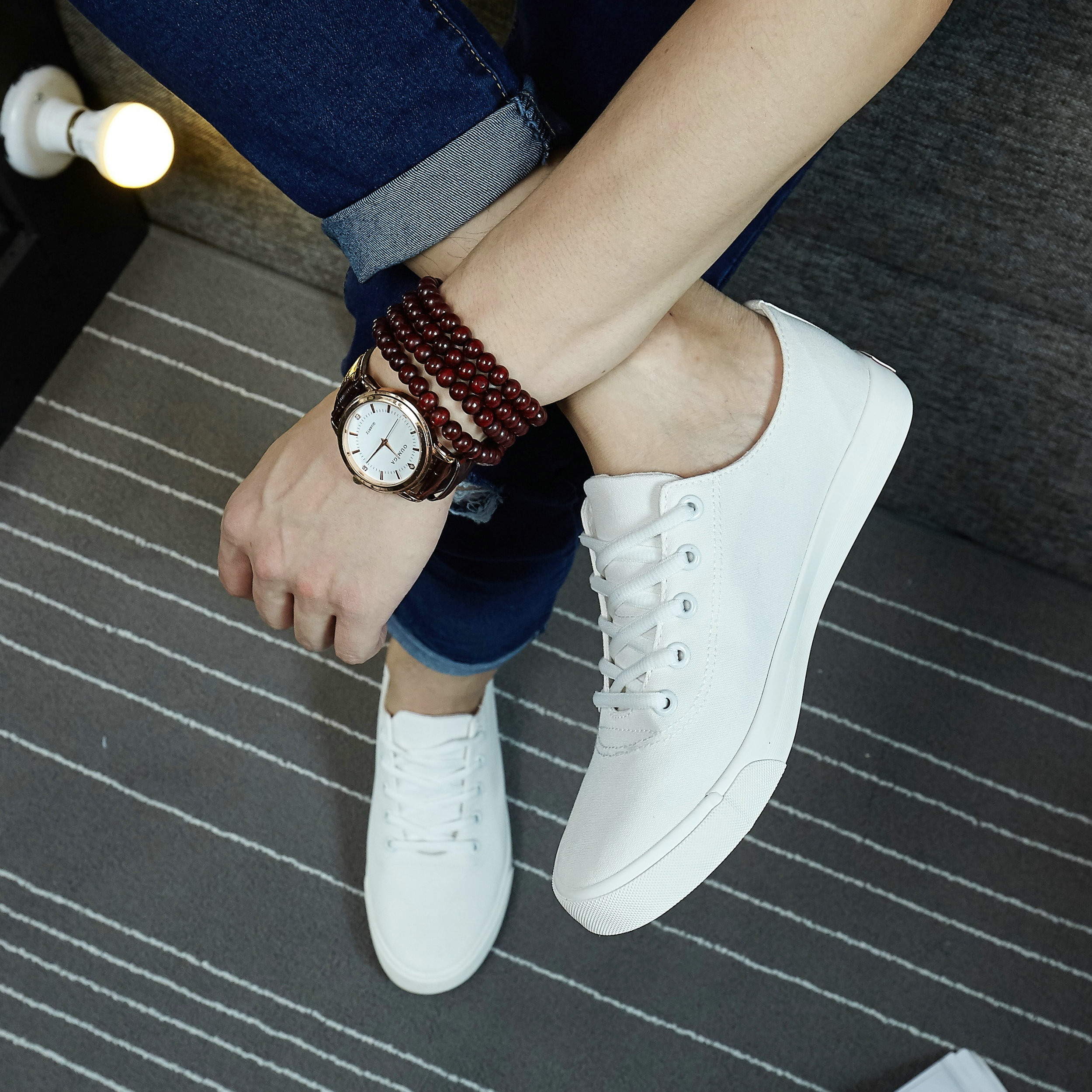 Giày vải mùa thu mới nam phiên bản Hàn Quốc của giày màu rắn thời trang thoáng khí giày xu hướng bình thường giày sinh viên thấp để giúp giày nam giay the thao nam