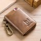Captain Niu leather key bag men's access control card holder large-capacity anti-theft brush double-layer first-layer cowhide coin card bag for men