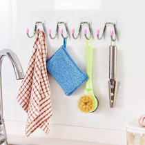 Stainless steel hook punch-free wall hanging tile wall hanging kitchen hook door bathroom living room stainless steel sticky hook