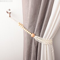 Curtain Strap Small Freshener Personality Curtains Zincloth Shells Round Wood Living Room Adornment Curtains Accessories
