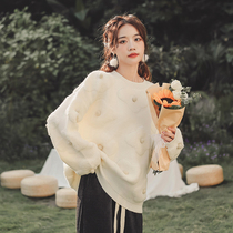 Gentle retro Jacquard Sweater Woman Design Sensation 2021 Autumn Winter New Lazy Wind loose sleeves Hooded Cardigan Cardigan