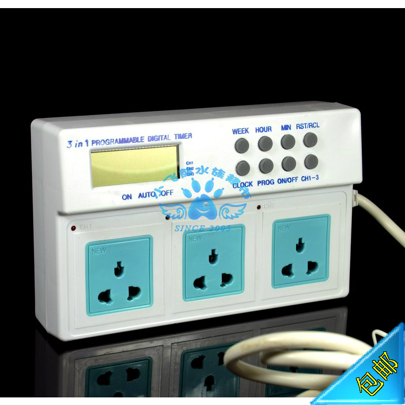 Kowloon three independent timing socket row plug timer fish tank aquarium triple switch whole