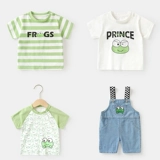 Детский комбинезон, джинсовая футболка с коротким рукавом, шорты, штаны, детская летняя одежда для мальчиков
