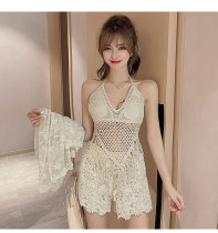 Sanya swimsuit womens knitted bikini sexy small breasts gather three sets of swimming fairy swimsuit covering belly thin