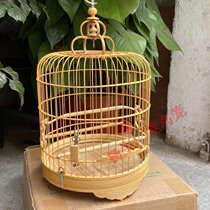 Original bamboo color embroidered eyes wide cage five waves of bamboo Qingyuan Jinqing Luohan circle Cage wide-style bird cage