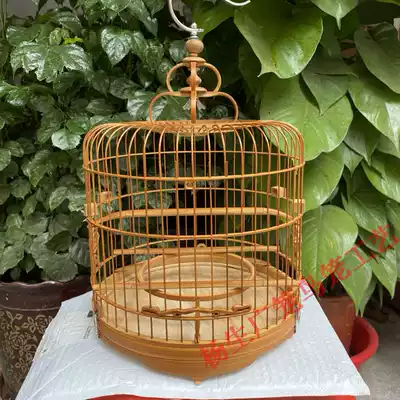 Embroidered eye wide cage Old bamboo shrimp cage Old bamboo bamboo bird cage Qingyuan Golden Qingbo cage Qingyuan cage Guang style bird cage