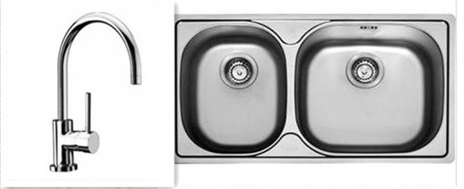 Francaise precision fine embossing stainless steel sink package GET620D Optional matching tap