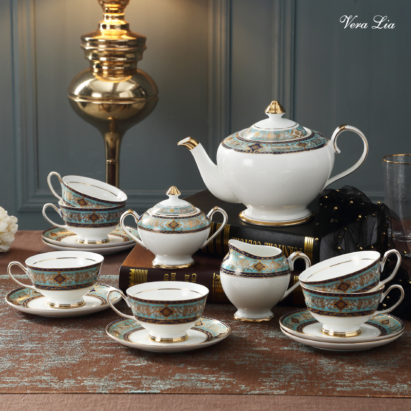 Ceramic European coffee cup set High-end luxury gift Living room household English afternoon tea Tea set Black Tea teapot