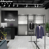 Beauty Elephant Fashion Mens Clothing Store Shelf Clothing Display Shelves Landing Style Clothing Shop Hanging Clothes Rack Shoes Rack Middle Island Show Shelf