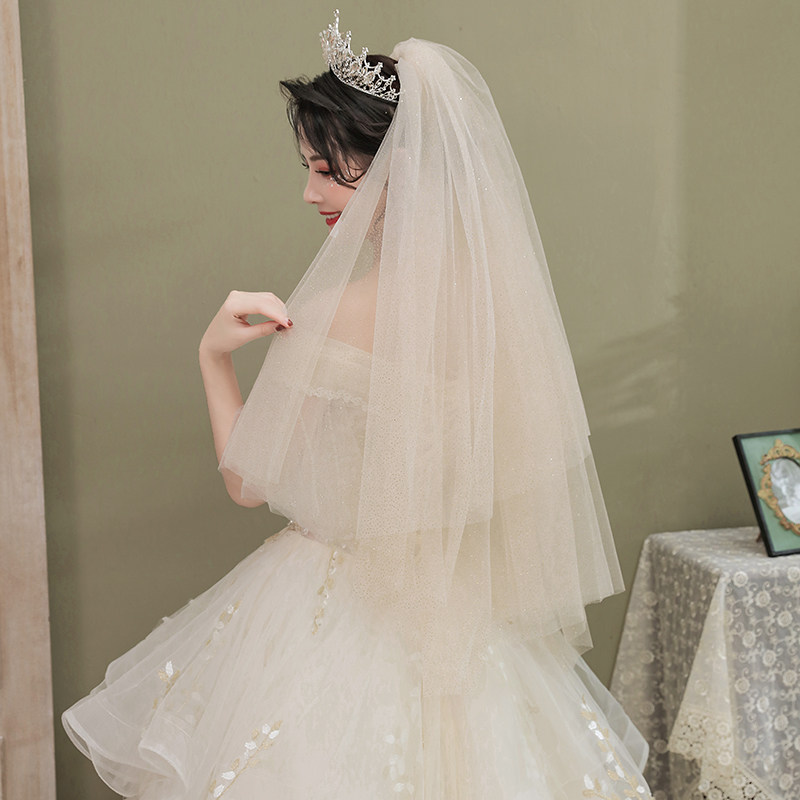 [USD 14.48] Luxury version of the starry sky shiny and short champagne