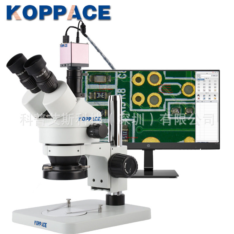 Three-eye electronic measuring microscope HDMI high-definition camera can take photo 3 5X-90X continuous doubling lens-Taobao