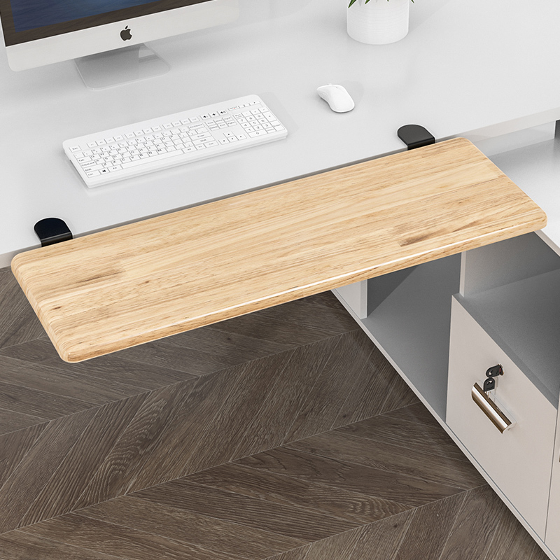Desktop Extension Board, No Drilling Required, Foldable Desk Extension Board, with Solid Wood Extension Board and Widened Drawer Panel