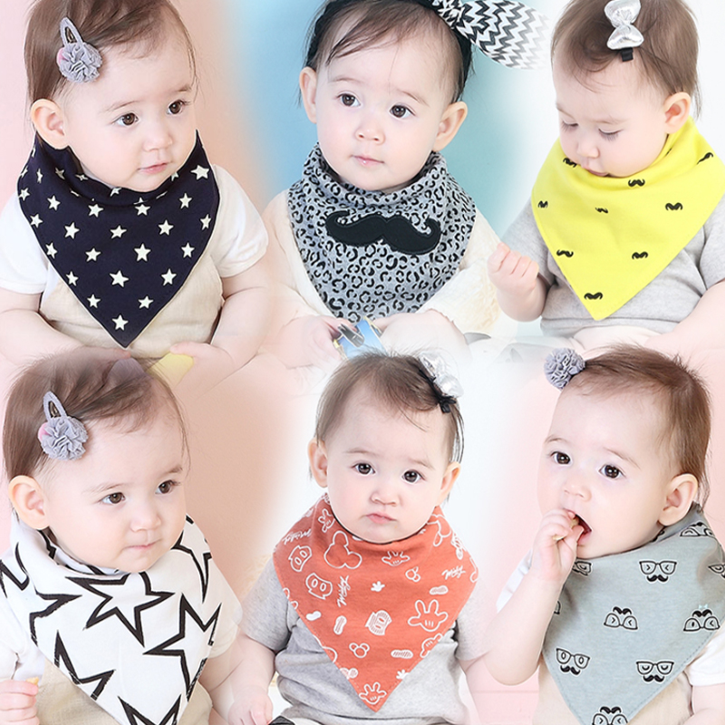 Baby Boy Triangle Towel Pure Cotton Double Layer Press Buckle Autumn Winter Thickened large number of male and female baby Saliva Scarves for Han edition