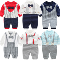 Baby cotton long sleeve jumpsuit newborn baby spring and autumn dress 100 day banquet dress men and women baby handsome clothes