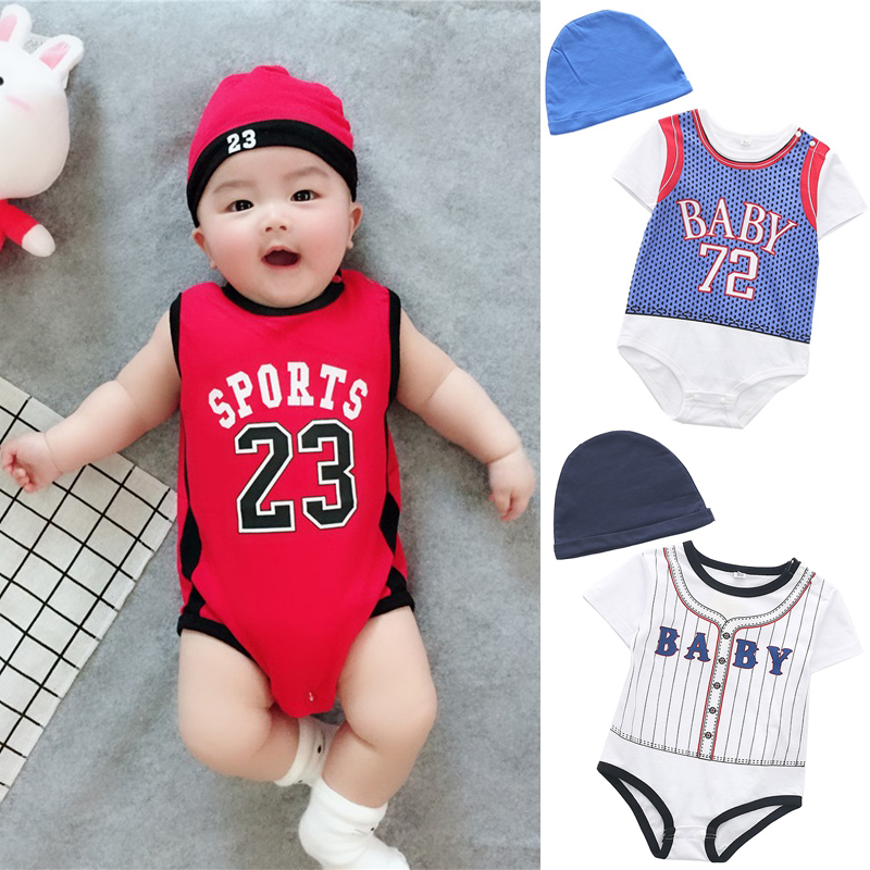 Baby jumpsuit newborn summer fart-packed pajamas male and female baby triangle climbing clothing cotton short-sleeved sports romper